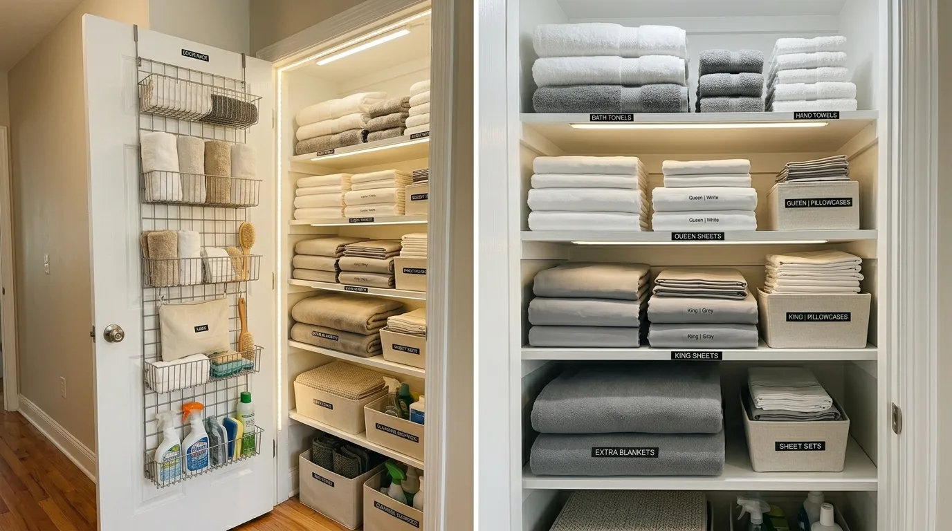Make deep shelves easier to navigate inspiration for a linen closet.